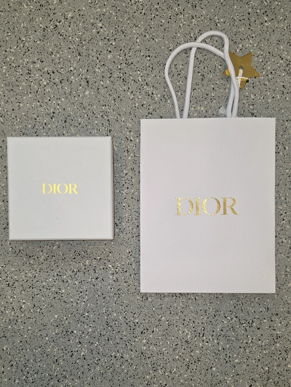 Dior White and Gold Jewelry Box And Gift Bag